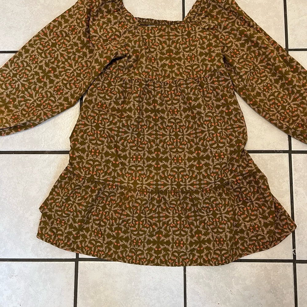 Universal Threads Olive Smocked Long Sleeve Dress